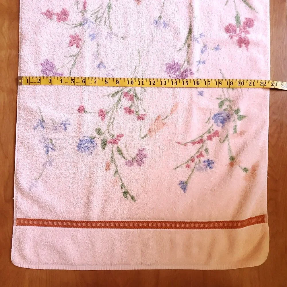 Vintage St Marys Cotton Bath Towel 40.5 x 22.5 Floral Pink USA Made Cottagecore